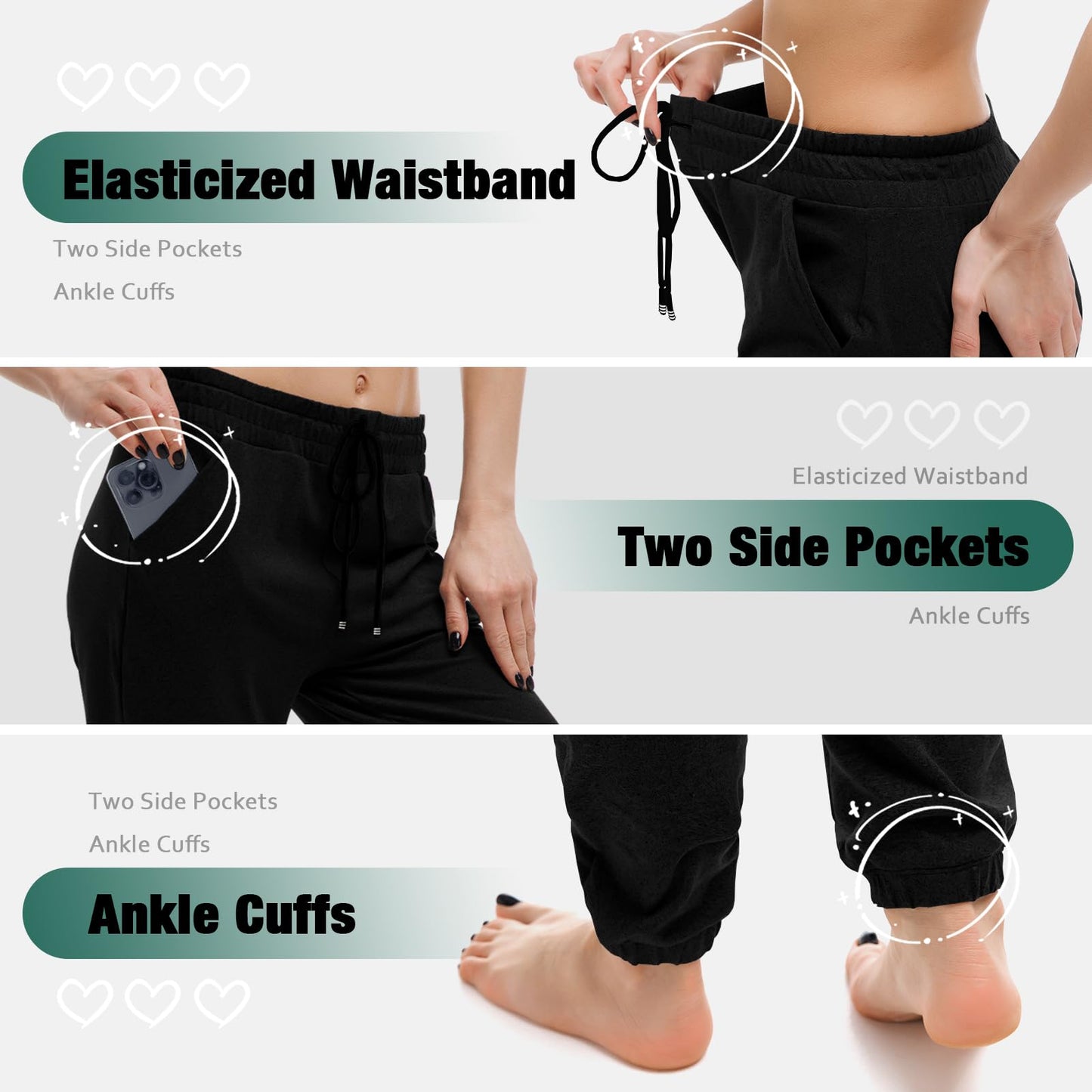 Walifrey Joggers with Pockets, Drawstring Sweatpants Women