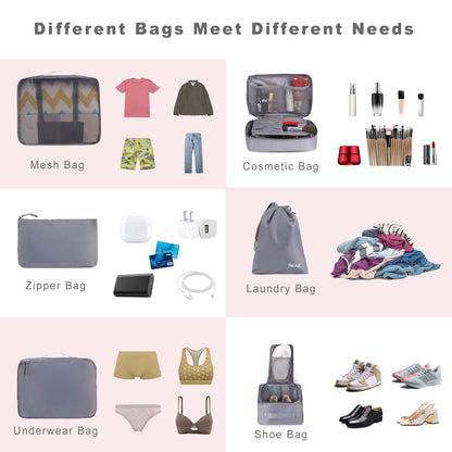 BAGAIL 8 Set Packing Cubes Luggage Packing Organizers for Travel Accessories-Cream