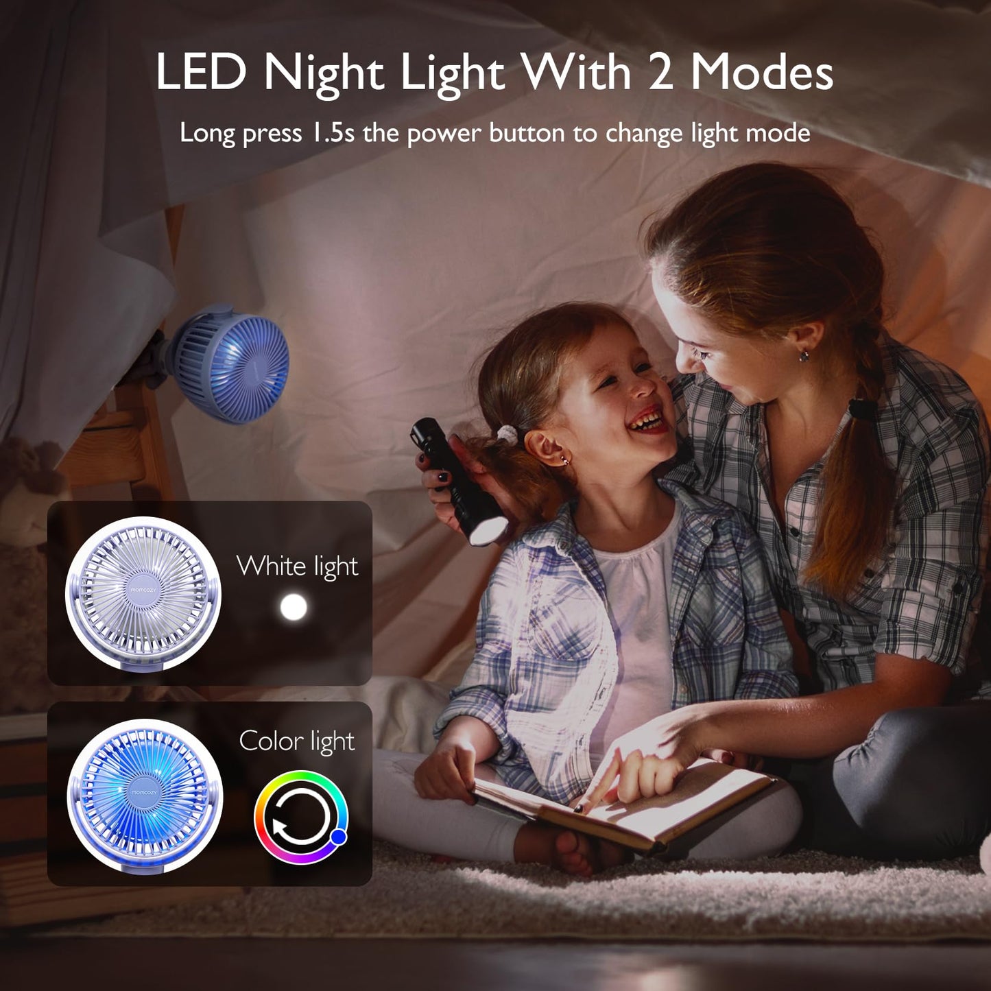 Momcozy 8000mAh Portable Stroller Fan | 27H Ultra-long Battery Life