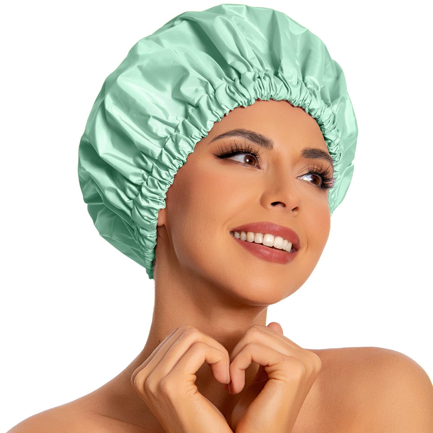 Edoneery Shower Caps for Women Reusable Waterproof, Shower Hair Cap