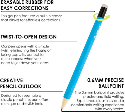 Grabie Erasable Gel Pens, 9 Medium Point 0.7 mm Pens, Classic