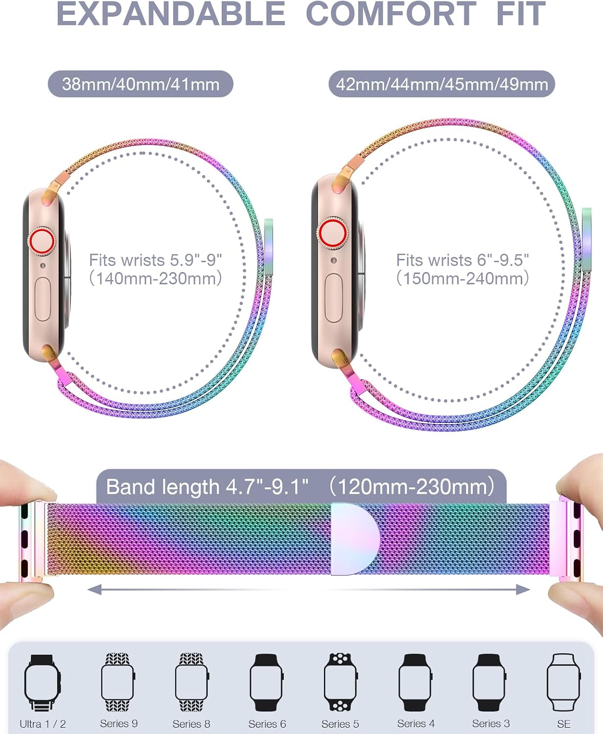 Original Milanese Loop Compatible with Apple Watch Bands for Women & Men