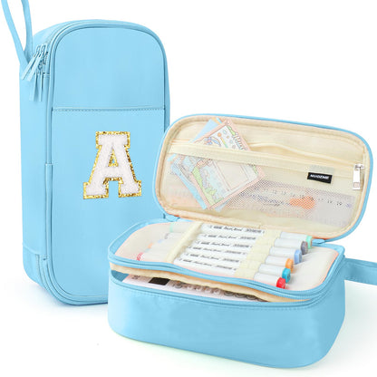 Cute Large Pencil Case Pouch,Personalized Initial Pencil Bag for Girls Boy