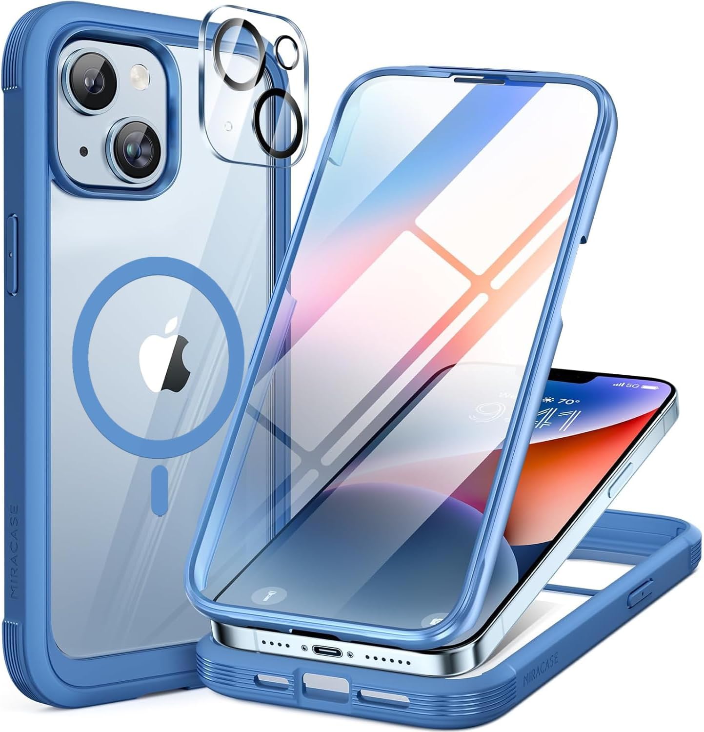 miracase for iPhone 17e Case & iPhone 16e Case, Full-Body Phone with Built-in Glass Screen Protector, [Magnetic with MagSafe] Military Drop Proof 17 E/ 16 E Cover Bumper 6.1 inch, Black