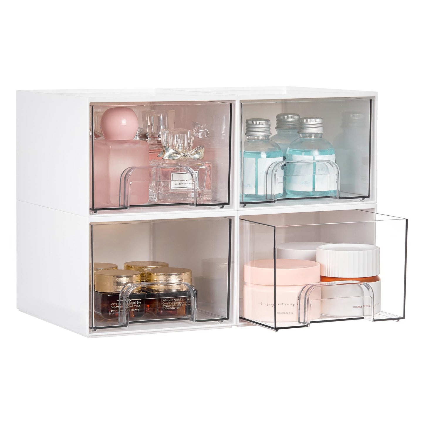 Vtopmart 2 Pack Small Clear Stackable Storage Drawers for Desk, Countertop