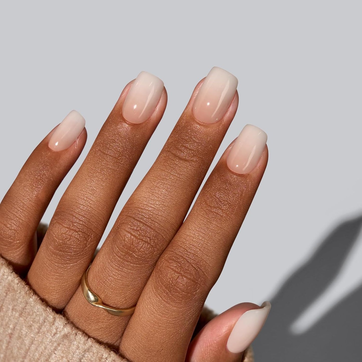 BTArtbox Press On Nails, Vanilla Cream, Short Square, Ombre Peach, 32Ct