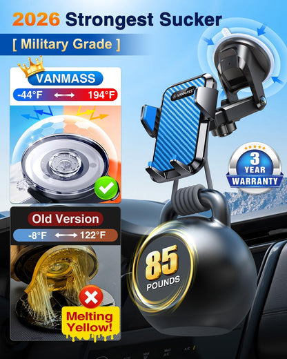 VANMASS【85+LBS Strongest Suction & Military-Grade Ultimate Car Phone Mount