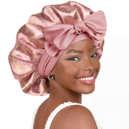 YANIBEST Adjustable Silk Bonnet for Sleeping Women Double Layer Satin Bonnet Reduce Friction Prevent Frizz Curly Hair