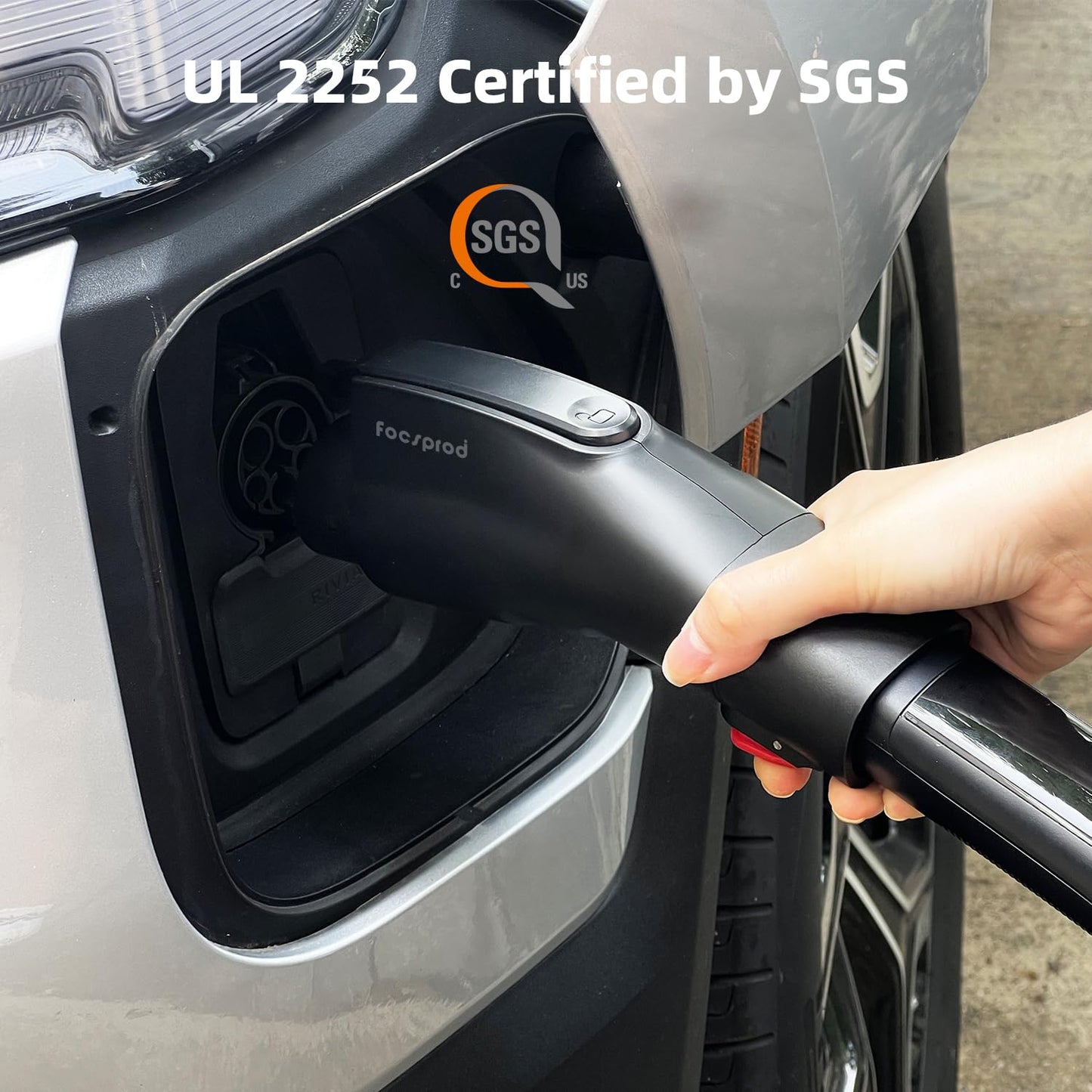 FOCSPROD J1772 to Tesla Charger Adapter, Max 80A 250V Fast Charging J1772 to NACS Adapter for Tesla Model 3/Y/X/S/Cybertruck Charging Adapter, Compatible with J1772 EV Charge to Tesla Adapter -UL 2252