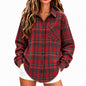 Women Oversized Plaid Flannel Shirt Long Sleeve Button Down Casual Shirt