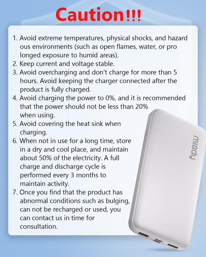 Miady 2-Pack Portable Charger, Slim 10000mAh Power Bank Travel Battery Pack
