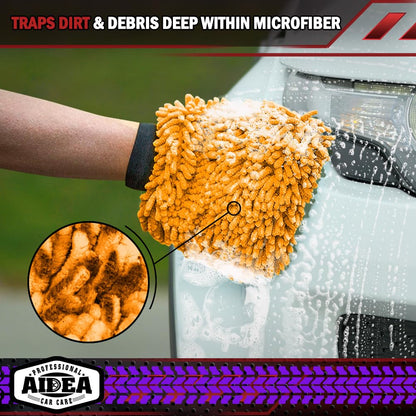 AIDEA Car Wash Mitt Microfiber, 4PK,Car Wash Brush, Green 8''X12''
