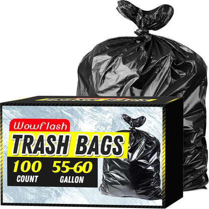 Wowflash 100 Count 55-60 Gallon Trash Bags