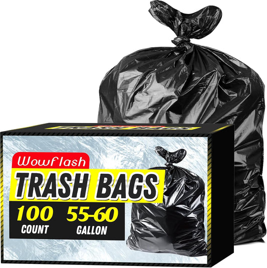 Wowflash 100 Count 55-60 Gallon Trash Bags