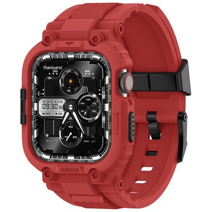 amBand Bands Compatible with Apple Watch 9/8/7/6/5/4 & SE 3/2/1 45mm/44mm Case for Men, M1 Sport Series Rugged Case Protective Cover for iWatch SE3/SE2/6/SE/5/4 44/45 mm Men Black