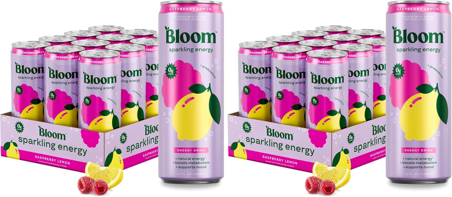 Bloom Nutrition Zero Sugar Energy Drink, Apple Crisp, 12oz 12pk