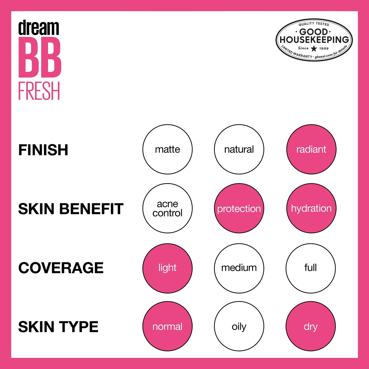 MAYBELLINE Dream Fresh Skin Hydrating BB Cream, 8-in-1 Skin Perfecting Beauty Balm With Broad Spectrum Spf 30, Sheer Tint Coverage, Oil-Free, Deep, 1 Fl Oz