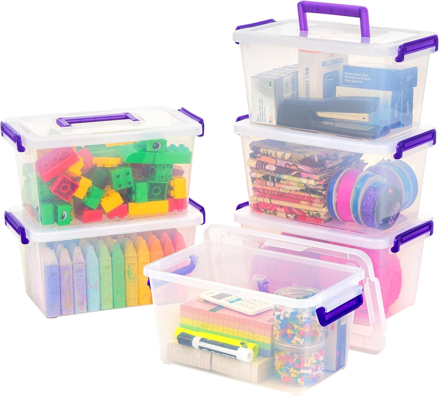 IRIS USA Storage Bins with Lids |Made in USA| 5 Qt - (6-Pack) - Clear