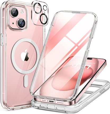 miracase for iPhone 17e Case & iPhone 16e Case, Full-Body Phone with Built-in Glass Screen Protector, [Magnetic with MagSafe] Military Drop Proof 17 E/ 16 E Cover Bumper 6.1 inch, Black