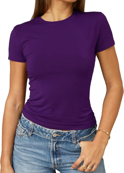 Abardsion Women's Casual Basic Slim Fit T Shirts