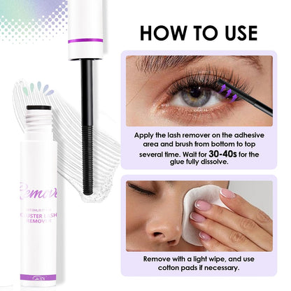 GAQQI Lash Cluster Glue, Waterproof Bond and Seal Lash Glue, Black - 2PCS