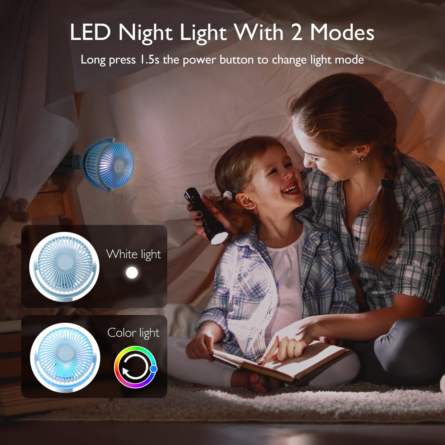 Momcozy 8000mAh Portable Stroller Fan | 27H Ultra-long Battery Life