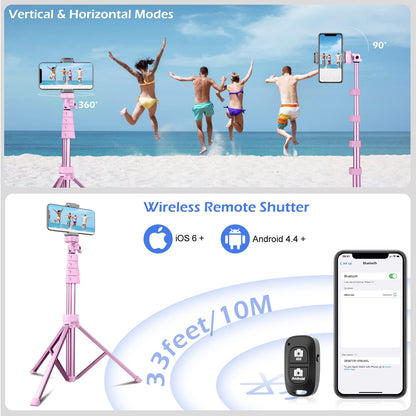 SENSYNE 72" Phone Tripod, Extendable Cell Phone Tripod Stand, Selfie Stick with Wireless Remote and Phone Holder, Compatible with iPhone Android Phone, Camera