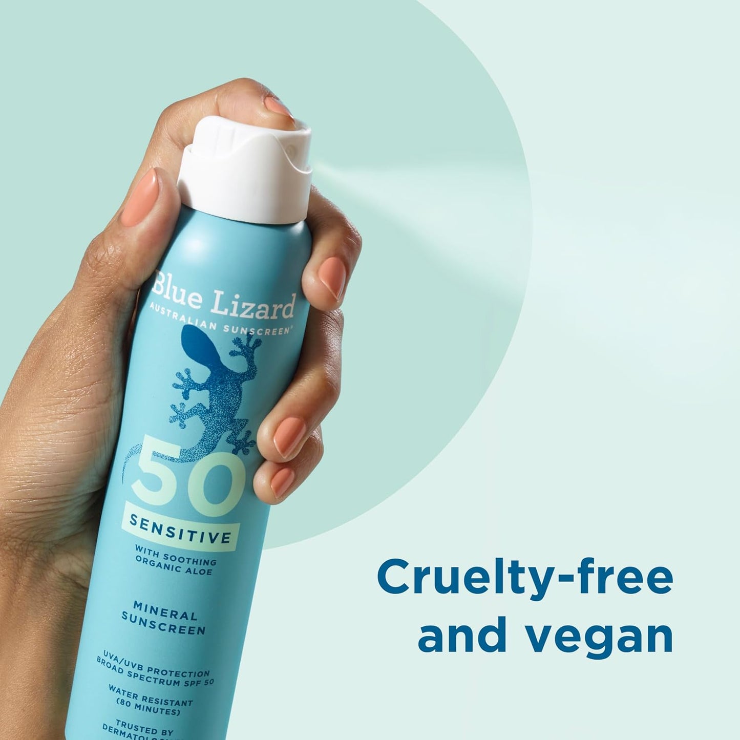 Blue Lizard Sensitive Mineral SPF 50 Sunscreen Lotion, 100% Mineral Sunscreen, UVA/UVB Protection, Infused with organic Aloe Vera, Soothes and Hydrates, 5 fl oz