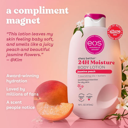 eos Shea Better 24H Moisture Body Lotion- Jasmine Peach, 16 fl oz