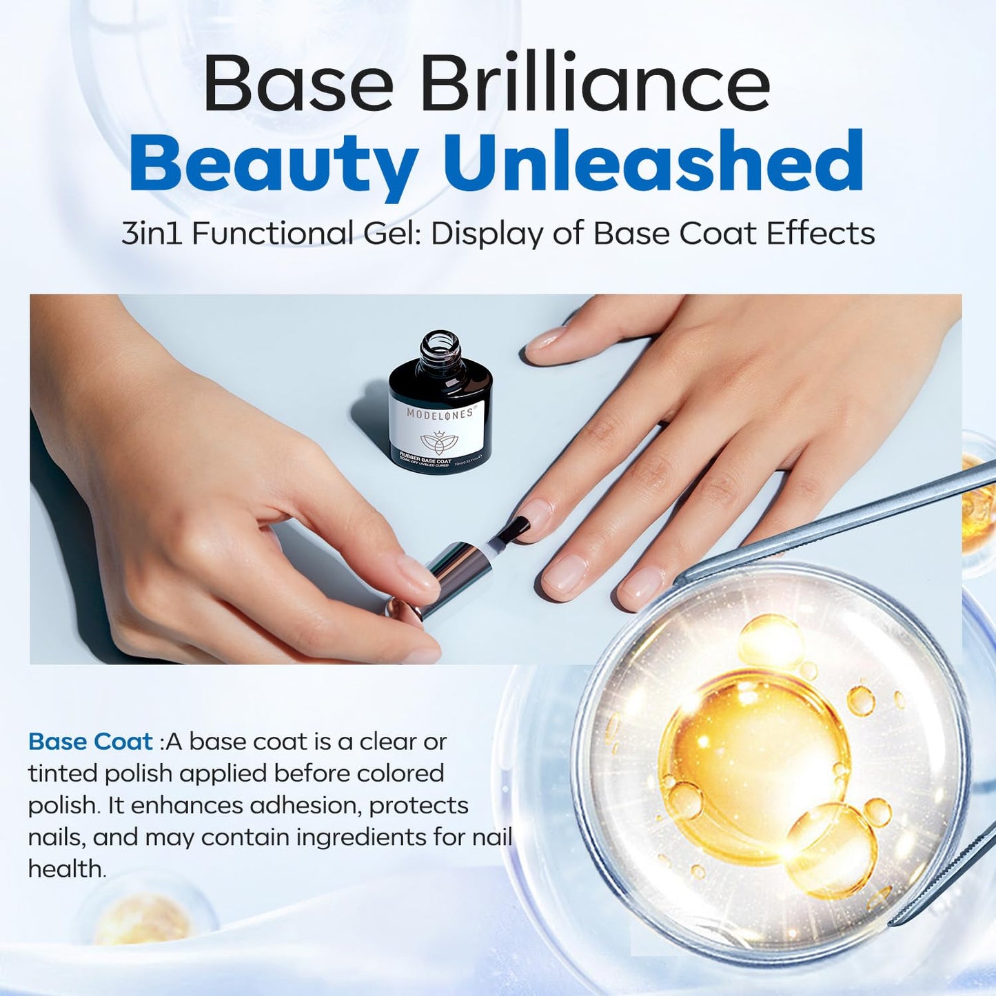 modelones Gel Top Base Coat Set 15ml 2026 Upgrade No Wipe Super Shine