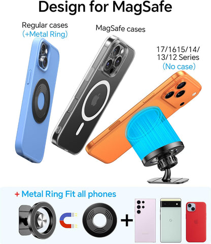 for iPhone Magsafe car Mount【20 Strong Magnets】Magnetic Phone Holder for Car Dashboard【360° Rotation】Hands Free Car Phone Holder Mount Dash Fit iPhone 15 14 13 12 Pro Max Plus MagSafe Car Accessories