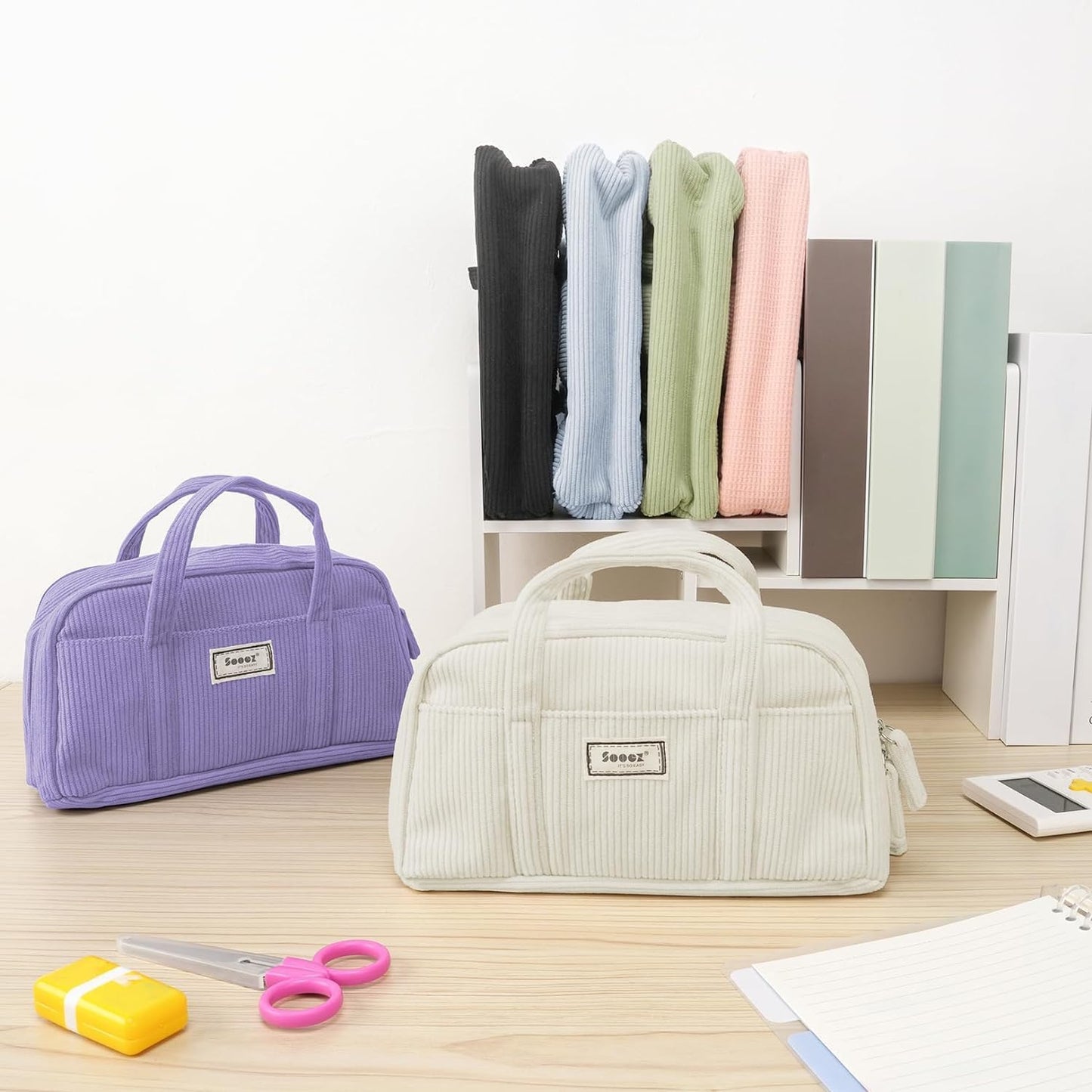 Sooez Large Pencil Case Pouch, Extra Big Pencil Bag with 5 Compartments