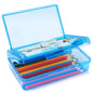 Double Layer Plastic Clear Hard Colored Pencil Box Case Pen Crayon Box