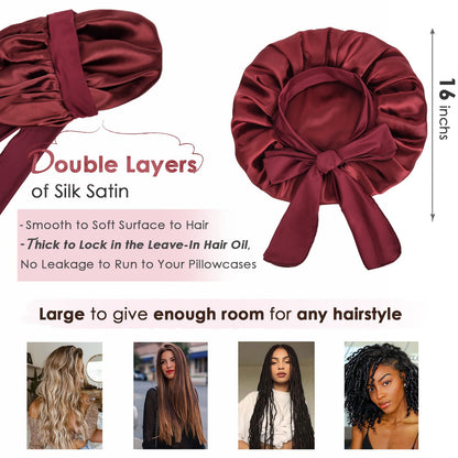 YANIBEST Adjustable Silk Bonnet for Sleeping Women Double Layer Satin Bonnet Reduce Friction Prevent Frizz Curly Hair