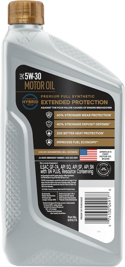 Valvoline Advanced Full Synthetic SAE 0W-20 Motor Oil 5 QT