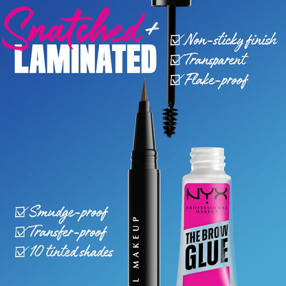 NYX PROFESSIONAL MAKEUP The Brow Glue, Extreme Hold Tinted Eyebrow Gel - Dark Brown