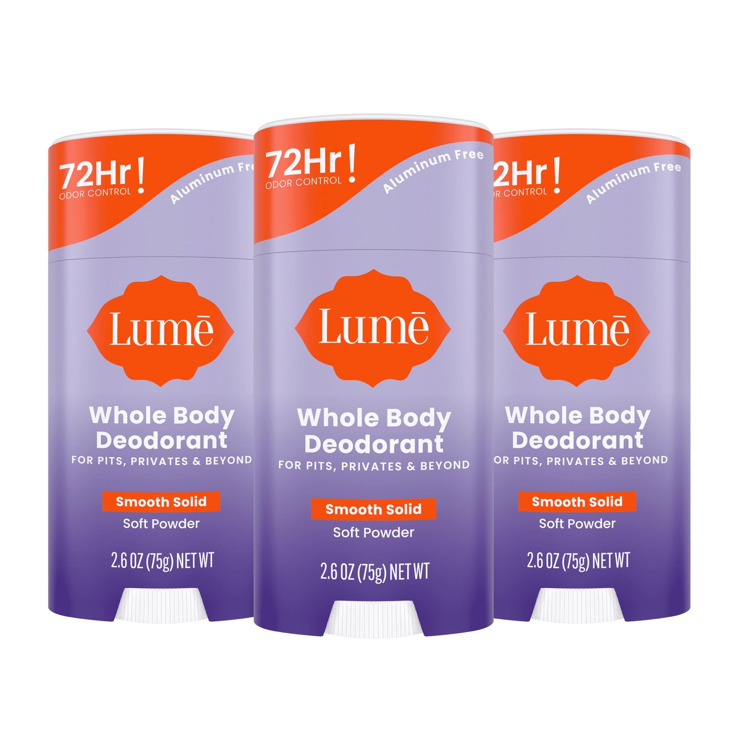 Lume Whole Body Deodorant - Solid Stick - 2.6 oz, 2 pk (Soft Powder)