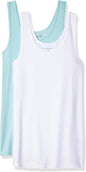 Amazon Essentials Women's Slim-Fit Ribbed Scoop Neck Tank Tops, Pack of 2