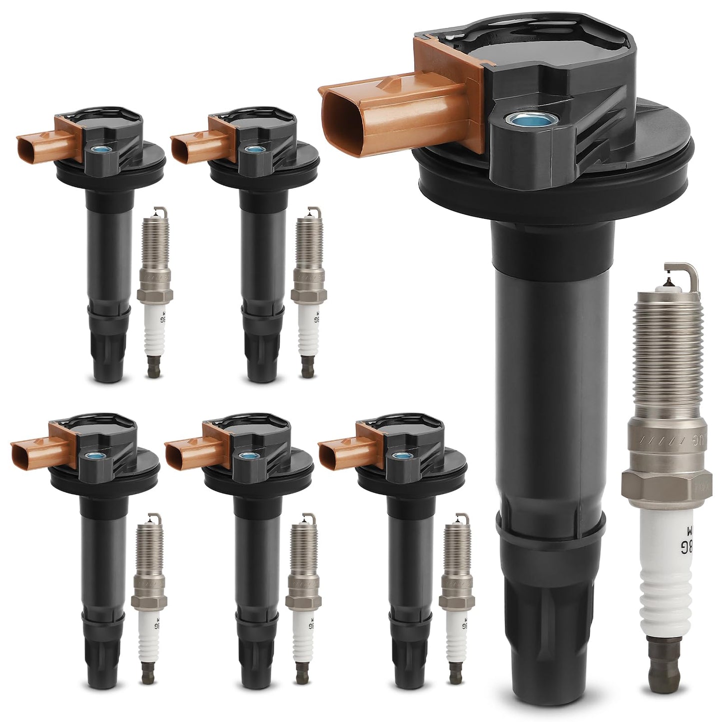 UF667 Ignition Coil & ILZFR6D11 Double Iridium Spark Plug for BMW 2.5-6.0L