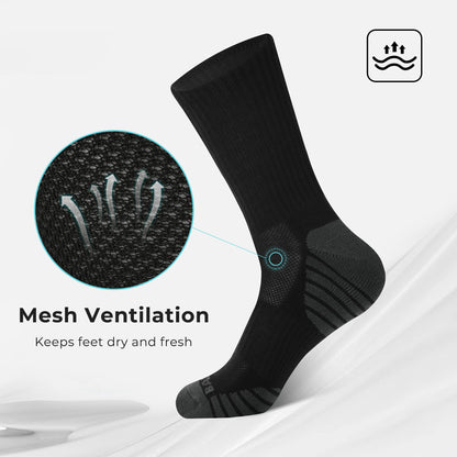 BAMBOO COOL Men's Crew Socks Athletic Cushioned Moisture Wicking 6 Pairs