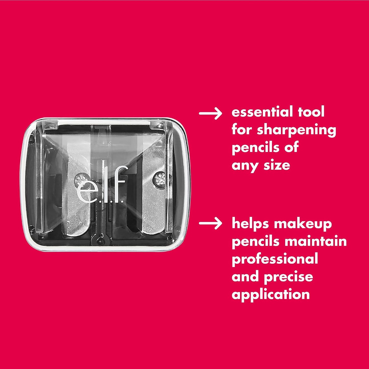 e.l.f., Dual-Pencil Sharpener, Convenient, Essential Tool, Sharpens, Easy To Clean, Travel-Friendly, Compact, Includes Bonus Small Sharpener