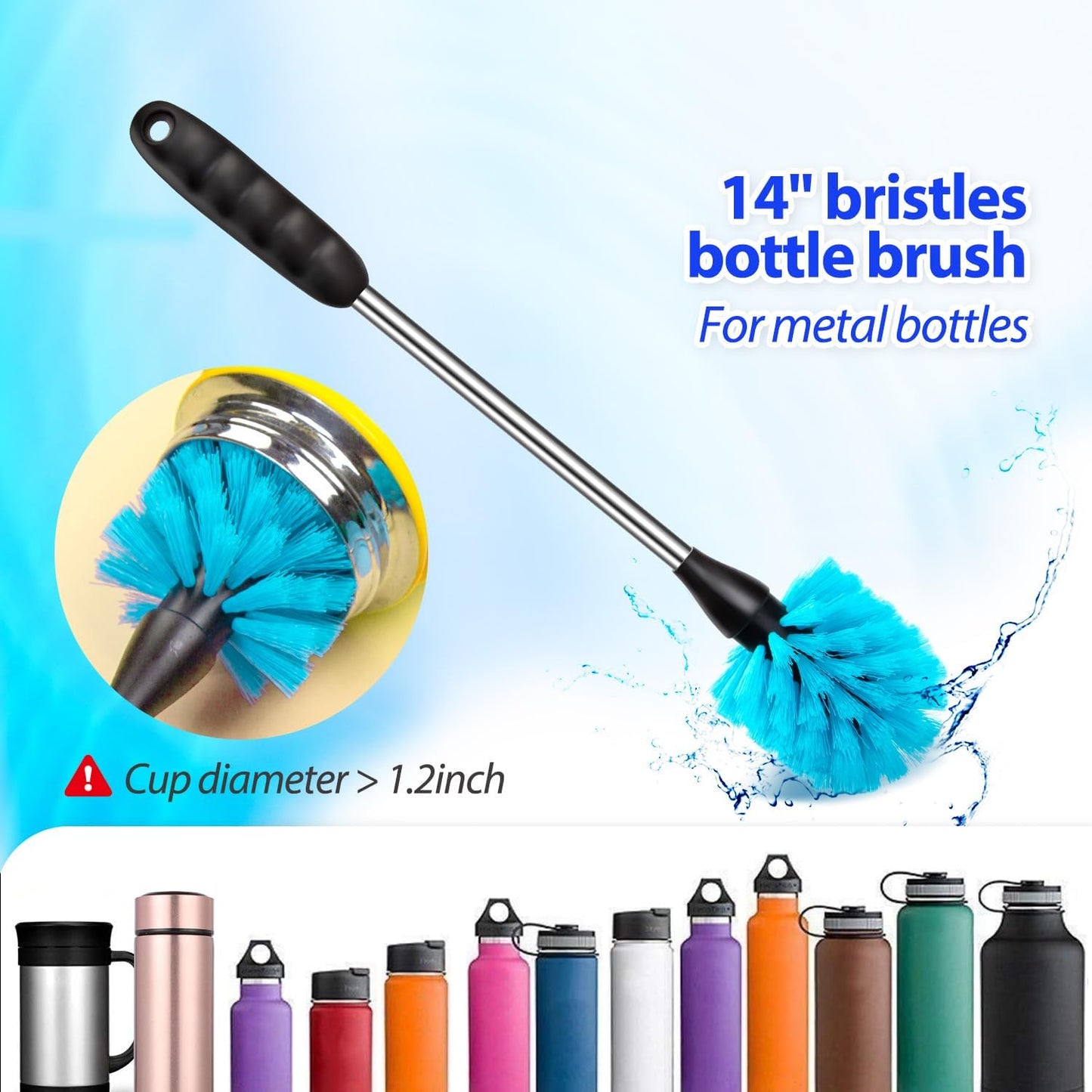 Holikme Bottle Brush Tube Cleaning Lab Set with Long Handle,White