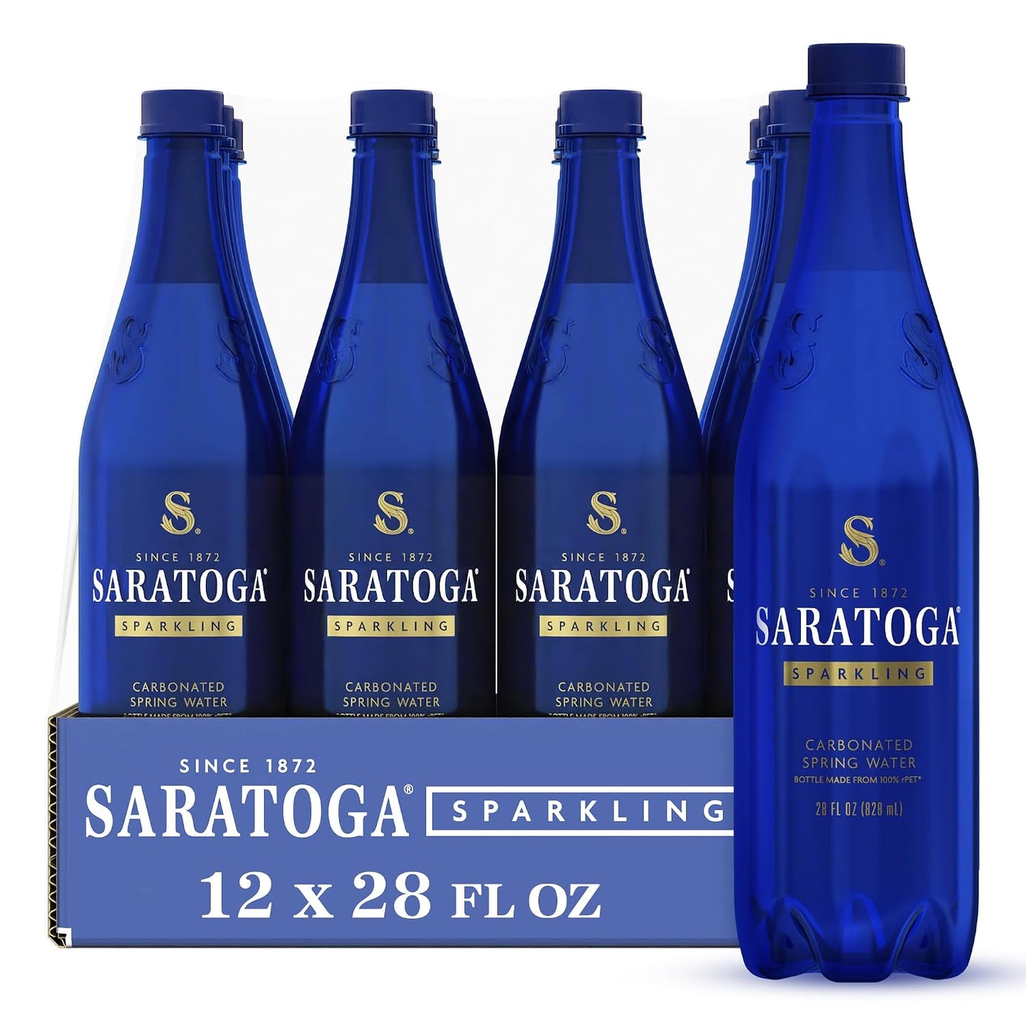 Saratoga Sparkling Water Bottles, 24-Pack – Carbonated Spring Bottled Water – Recycled PET Plastic Bottles – 16 Fl Oz