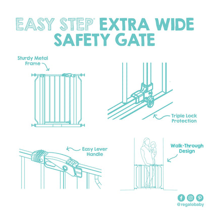 Regalo Safety 29"-38.5" Easy Step Baby Gate, Bottom of Stairs & Doorways