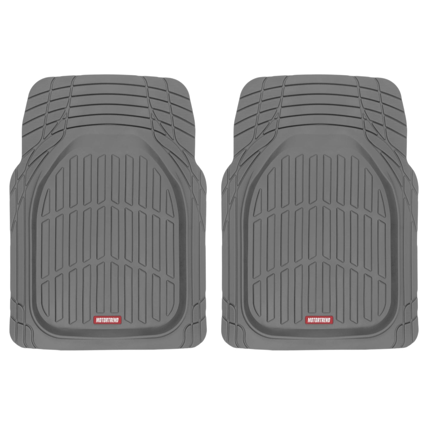 Motor Trend -2 Piece Front Car Floor Mats- Black FlexTough Contour Liners-Deep Dish Heavy Duty Rubber Floor Mats for Car SUV Truck & Van-All Weather Protection, Universal Trim to Fit