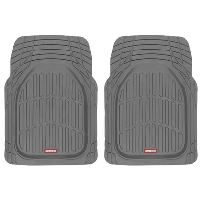 Motor Trend -2 Piece Front Car Floor Mats- Black FlexTough Contour Liners-Deep Dish Heavy Duty Rubber Floor Mats for Car SUV Truck & Van-All Weather Protection, Universal Trim to Fit