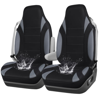 CAR PASS Waterproof Car Seat Covers Front Seats Only with 5mm Composite EVA, Neoprene Car Seat Cover with Separate Headrest Cover, Quick Setup Universal Fit for Car SUV Trucks,Airbag Compatible（Gray