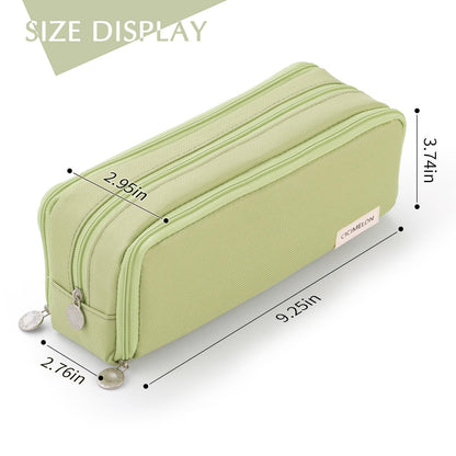 CICIMELON Large Capacity Pencil Case 3 Compartment Pouch Pen Bag for School Teen Girl Boy Men Women (Pink)