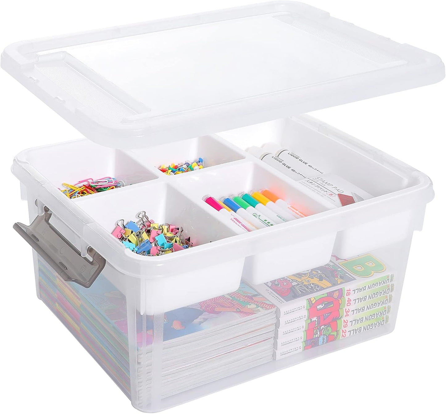Citylife 6Qt 4Packs Clear Craft Organizers and Storage BOX, Sensory Bins