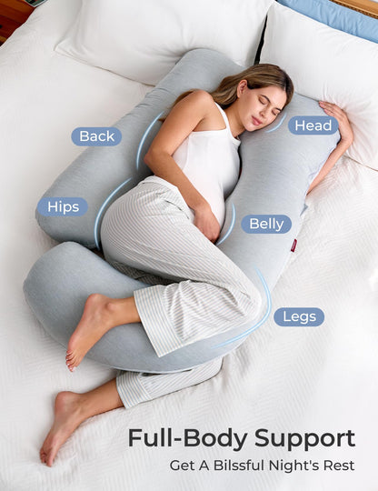 Momcozy Pregnancy Pillow for Sleeping - U Shaped Full Body Maternity Pillow